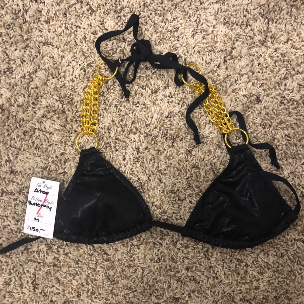 FreshPeaches metallic black chain bikini